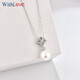 WithLove 18K gold Japanese Akoya seawater pearl flower-shaped group-set diamond pendant necklace clavicle chain for women white 18K gold with diamond 10 points/spot 7.5-8mm