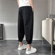 Fini Dongjue gutaussehende Hosen für Männer in der Sommerdünne Modemarke kleine Füße Arbeitspezier Neun-Punkte-Männer Internet Promi Lose Slim Harren Prise Hose K057 Black L 10-125jin [Jin gleich 0,5 kg]
