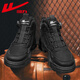 Huili Herrenschuhe 2025 Sommer Neuer Knopf Männer Martin Boots Retro Workwear Outdoor Wanderschuhe High Top Casual Schuhe Schwarz [Knopfstil] 41