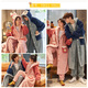 Delia coral velvet couple pajamas for women in autumn and winter long-sleeved bathrobe extended men's nightgown couples can wear home clothes outside 9922 M women (recommended 80-100 Jin [Jin equals 0.5 kg])