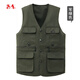 Xidong (XIDONG) Spring and Autumn Middle-aged and Elderly Men's Vest Dad Large Size Multi-Pocket V-neck Casual Horse Clip Photography Fishing Vest Khaki [Spring and Autumn Style] 195 Size [Suggested 105-130 Jin [Jin equals 0.5 kg]]
