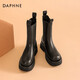 Daphne Boots Martin Boots for Women Plus Fleece 2024 Botas de chimenea de otoño e invierno para mujeres Botas Británicas de Mid Tube Chelsea Women's Black (altura del tacón de metro medio) 38