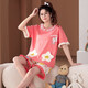 
Langsha parent-child mother-daughter clothing pajamas women summer short-sleeved thin cotton home clothing girls summer girls student suit LM6627 XL women 165-170CM/115-135Jin[Jin equals 0.5 kg]