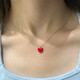 Bhiodha zirconium washable high quality 14k gold small red heart necklace clavicle chain peach heart red 18K gold 18K gold
