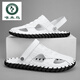 
Woodpecker 2024 summer genuine leather men's bag-toe soft-soled sandals wearing outdoor driving beach business high-end casual sandals M9855 black 38