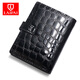 LAI Patrón de cocodrilo Crocodile Bag Card Bag Men and Women Multi-tarjetas Banco Banco Boba Tarjeta de presentación Tarjeta de tarjetas Tarjetas Tarjetas de conductor Licencia de conducir Caso de cuero Negro