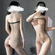 Manyan sex underwear supplies sexy pajamas leaking breasts and onesie open-minded couples stimulating high-end black stockings 4 pieces 6666
