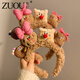 Zuoou cookie plush hair hoop for women cute face wash hair headband hairpin 2025 new children's headwear autumn and winter cookie headband