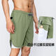 Running shorts two-in-one marathon men can put mobile phones with double layer lined sports American fake two-piece basketball 9904# green M 4XL (190c175-190Jin [Jin equals 0.5 kg])