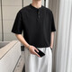 Heavy heavy cotton Henry shirt short-sleeved T-shirt men's summer American retro trend ins loose casual Henry neck T-shirt white M (recommended 111Jin[Jin equals 0.5 kg]-130Jin[Jin equals 0.5 kg])
