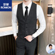 Romon ROMON suit vest suit men's groom best man wedding dress vest suit vest shirt trousers three-piece suit a2011 black gray vest M 85-106Jin[Jin equals 0.5 kg]