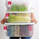 Mimu Kühlschrank Speicherbox Lebensmittelqualität große Kapazität Transparent Aufbewahrungsbox Frisch Aufbewahrungsbox Frischkastenversiegelte Gemüse 1713. gestreifte Frischkasten Große Größe (15,5 l) Box + Deckel