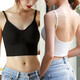 
Yu Zhaolin [2 pieces] Beautiful back suspender internet celebrity hot-kick-ka-like vest for women with chest pads, sexy outside and inside 701U-shaped suspender (black + white) One size (80-135Jin [Jin equals 0.5 kg])