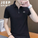 JEEP SPIRIT吉普短袖T恤男夏季韩版短袖男纯色POLO 翻领T恤上衣 黑色 XL 