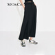 MO&Co. Mid-high waist long pleated loose A-line skirt umbrella skirt (with belt) design skirt Moanke black-2nd batch M 165