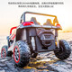 Extra-large children's electric car with four wheels that can seat adults, parents and children, double off-road vehicle for men and women, four-wheel drive remote control car, baby toy car, swing stroller, flagship version yellow, leather seat + soft tires + 14AH large battery + removable roof