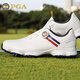 PGA wide golf shoes men's waterproof shoe knob laces anti-side slip fixed spikes soft rubber midsole 301043 white 43