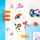 Deli 24 Color plastreado bricolaje artístico hecho a mano Material de arcilla ultra ligera arcilla arcilla caja a mano fácil almacenamiento de almacenamiento azul escolar de niños comienza un regalo de cumpleaños
