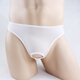 Erotic underwear, men's sexy underwear, soft silk, men's see-through front hole, hollow thong, men's sexy underwear, t-pants, adult sex products, SM masturbation pants, red, one size fits all