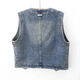 
Mr. Jingyu's new retro versatile round neck denim vest for autumn 2023 for women's short sleeveless horse clip vest vest vest top Blue 702# L100-110