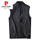 Pier Cardin Spring and Summer Nuevo chaleco delgado Luz de tela y transpirable Fashion Collar para hombres Collar Capelal Clip Clip Vest Black XL