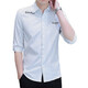 YAO QU 7-quarter sleeve shirt men's new elastic shirt embroidered anti-wrinkle-free summer thin Korean style slim shirt men 683 white XL