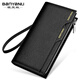 Banyannu Wallet Herren echtes Leder 2025 Neue lange Kapazität Multi-Card-Kuhspanner-Kupplungs-Führerscheinkarten-Brieftasche Kaffee (Plack Tattoo Head Cowide) Anti-Diebstahl