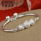Hanzhu pure silver s999 silver bracelet, jade bead bracelet for women, birthday gift for girlfriend, lucky star