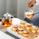 Porcelain brand tea set (cipaimingteaset) glass tea set household tea tray complete set with filter teapot thickened heat-resistant teapot tea cup large capacity elegant large capacity 11 pieces