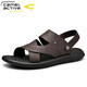 Sandales dynamiques de chameau Sandales en cuir polyvalent en cuir pour les orteils masculins Couche de vache épaisse anti-odor anti-odor et chaussures de plage respirante à double usage 699 marron (taille de chaussure en cuir) 44