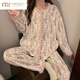 莫代尔碎花复古法兰绒睡衣女款冬季2024新款加绒加厚珊瑚绒秋冬款家居服 OM-4882-方领绒套-蝶结-花朵 S【80-100斤】
