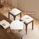 Small Craftsman Stool Solid Wood Home Dining Stool Stackable Upholstered High Stool Living Room Cosmetic Stool Walnut-Light Gray