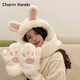 Charm Kendo hat and scarf for women all-in-one suit winter scarf and gloves for women to keep warm New Year's birthday gift for girls, practical gift for girlfriend and wife, white