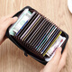 Qigeer Real Cowide Kartenbeutel für Männer Anti-Demagnetisierungskartenclip Ultra-dünn Anti-Diebstahl-Bürstenzertifikat Paket mit großer Kapazität von weiblichen Bankkarten Kleine Kartenclip schwarz [14 Gitter]