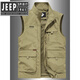 JEEP SPIRIT吉普精神2025春秋马甲男多口袋中老年摄影背心休闲钓鱼工装马夹男 灰色 2XL