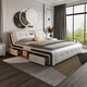 Fansati leather bed double bed modern minimalist master bedroom furniture smart massage storage high box wedding bed with projector bed luxury flagship single bed (with projector) 1800*2000 frame structure