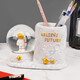 Zhenxiqi Astronaut Pen Holder Children's Day Gift Night Light Office Desk Ornament Creative Crystal Ball Pen Holder Birthday Gift [Golden Astronaut Crystal Ball Pen Holder Lamp]