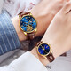 OLEVS Swiss certified brand couple watch fully automatic mechanical watch men and women watch luminous waterproof trendy couple watches upgraded enhanced version-3601+6629 brown leather blue