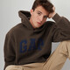
Gap Men's and Women's LOGO Imitation Lambskin Dropsleeved Sweatshirt American Casual Warm Hoodie 807084 Dark Brown S (175/92A)