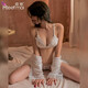 Sexy thong underwear suit for women, open crotch naked breasts bikini three-point style 7900 white transparent mesh sexy underwear thong