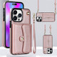 Jinhao Applicable to iPhone16pro max mobile phone case wallet leather case Apple 15 full cover 14 anti-fall 13 protective case card 12 bracelet high-end fashion bracelet + shoulder strap + organ card bag rose gold 6.7-inch apple 12pro max