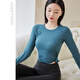 CAEEMHEE yoga clothes for women spring and summer all-in-one woven long-sleeved fitness tops professional high-end fashion Pilates training clothes for women Egret color long M