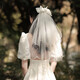Ding Jing Proposal Bridal Veil Certification Wedding Dress Registration Wedding Props Ritual Sense Internet Celebrity Photography Photo Fantasy Super Fairyland Bow Travel Photography Wedding Veil Gift for Girlfriend Bow Veil F486 Hair Comb Style