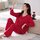Langsha (Langsha) Pajamas rouge pour femmes en automne en coton pur Année de zodiaque Red Suit pour femmes Mère Mère décontractée Cool Outdoor porte des vêtements à domicile 683 Crimson M [155-160cm / 90-110jin [Jin est égal à 0,5 kg]]]