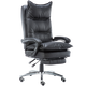Study boss chair, leather office reclining massage computer chair, home swivel chair, gaming chair, female anchor chair, dark coffee first-layer cowhide, footrest, aluminum alloy feet, rotating lifting armrests