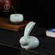 Tinghuai kiln Ru kiln rabbit tea art tea table exquisite tea pet ornaments can raise creative Ru porcelain tea set small ornaments Egg green glaze tea pet jade rabbit