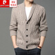 Pier Cardin Marke High-End-Herrenbekleidung Frühling und Herbst Wollmantel mit grünen Obst-Repels für Männer Außenkleidung Pullover dicker Pullover Strickpullover Strickjangel Trendy Strick Schwarz S