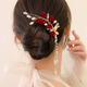 Shengli Wedding Engagement Headwear Horse Face Skirt Toast Wear Red Hairpin Hairpin Female Bridal Accessories Cheongsam New Chinese Style Hair Accessory Flocked Rose Lace Clip (tassel style)