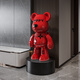 Jizhao light luxury violent bear piggy bank large floor-standing ornaments living room decorations home TV cabinet housewarming gift red happy bear + round black base 98cm