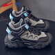 Warrior children's shoes, boys' cotton shoes, velvet warm winter casual shoes, children's cotton sneakers WZ-B071L black/grey 35